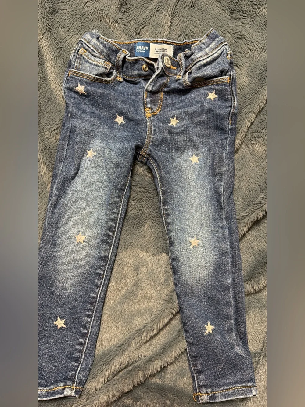 Old Navy Girls Blue Denim Jeans with White Star Embroidery